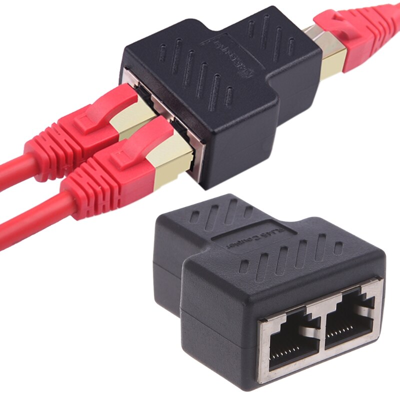 1 Om 2 Manieren LAN Ethernet-netwerkkabel RJ45 Vrouwelijke Splitter Connector Adapter