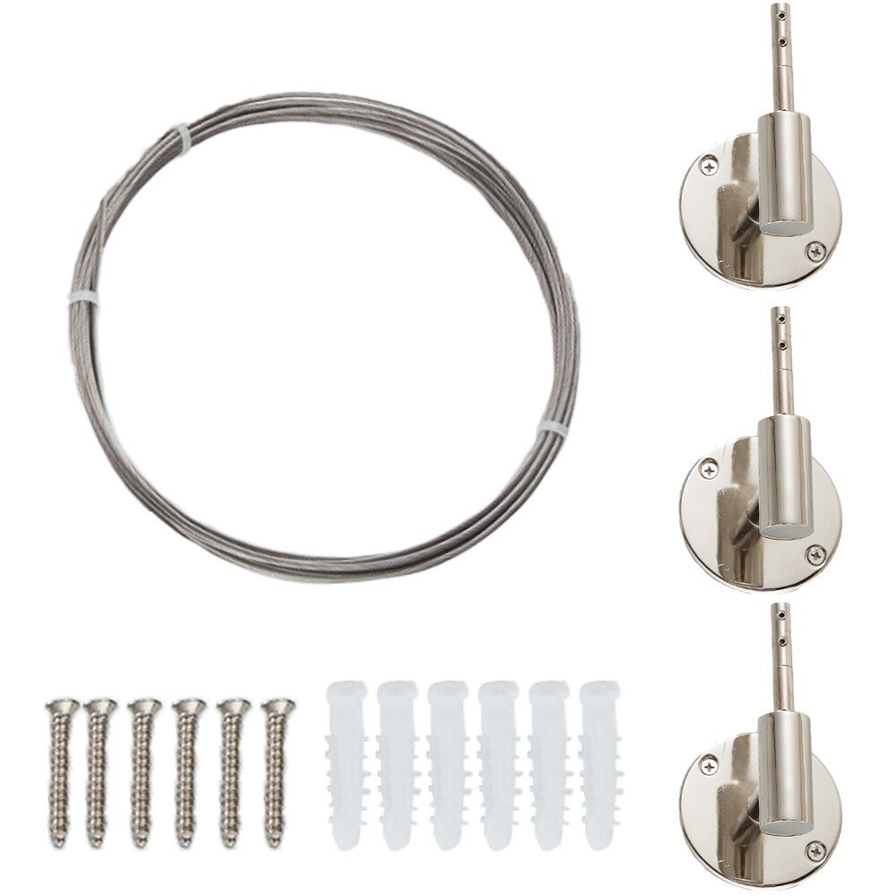 5M Stainless Steel Curtain Tension Wire Hanging Clothesline Wire Practical Curtain Wire Curtain Tension Wire Pincer Clips Net