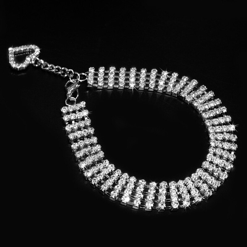 Misterolina 4 rader strass halsband hundhalsband halsband smycken halsband hjärta hänge valp katt fest bröllop tillbehör