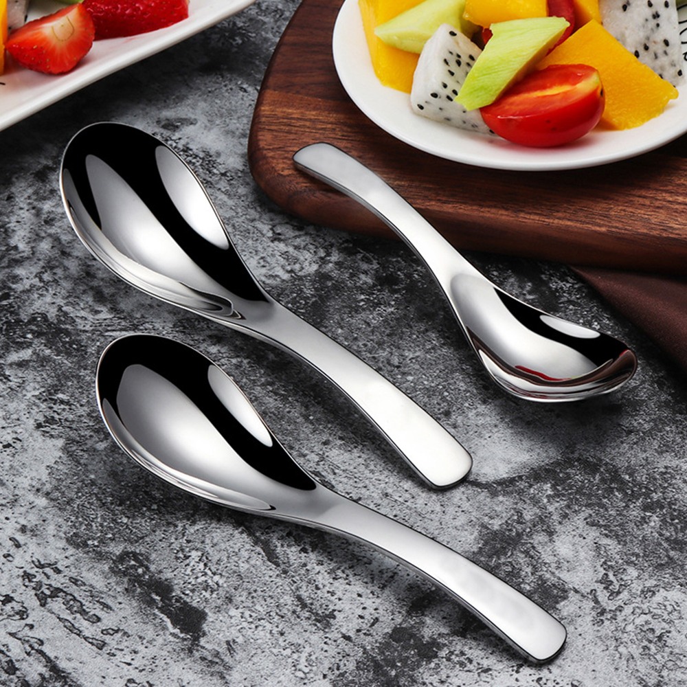 Stainless Steel Chinese Soup Spoons Silver Earl Round Bottom Count Spoons Thick Spoon Tableware