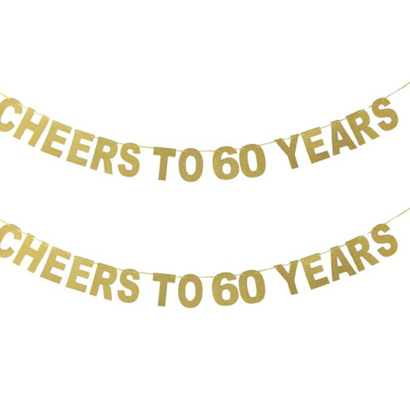 Gold Glitter Banner Cheers To 30 40 50 60 70 Years Letter Birthday Party Banner Garland Wedding Celebration Decoration: 04