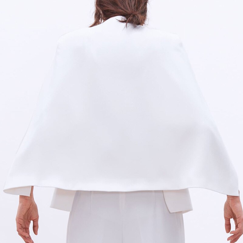 Poncho blanc bureau dame cape ouvert avant Blazer automne fendu moderne dame vêtements de travail printemps femmes costume manteaux AO946