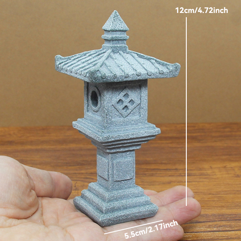 Torre de piedra de arena en miniatura Zen Vintage, adornos de pabellón, figuras de farol, bonsái de jardín japonés, decoración del hogar