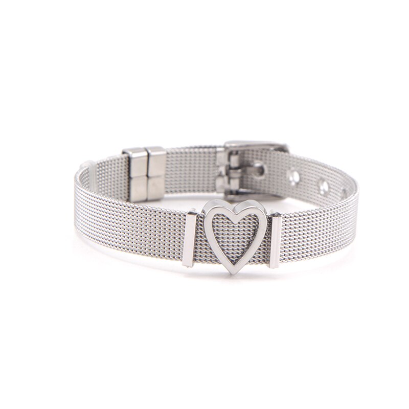 Somsoar Jewelry Color Mesh Bracelet Set with Heart Slide Charms Stainless Steel Bracelet as Valentine's day: SET 5