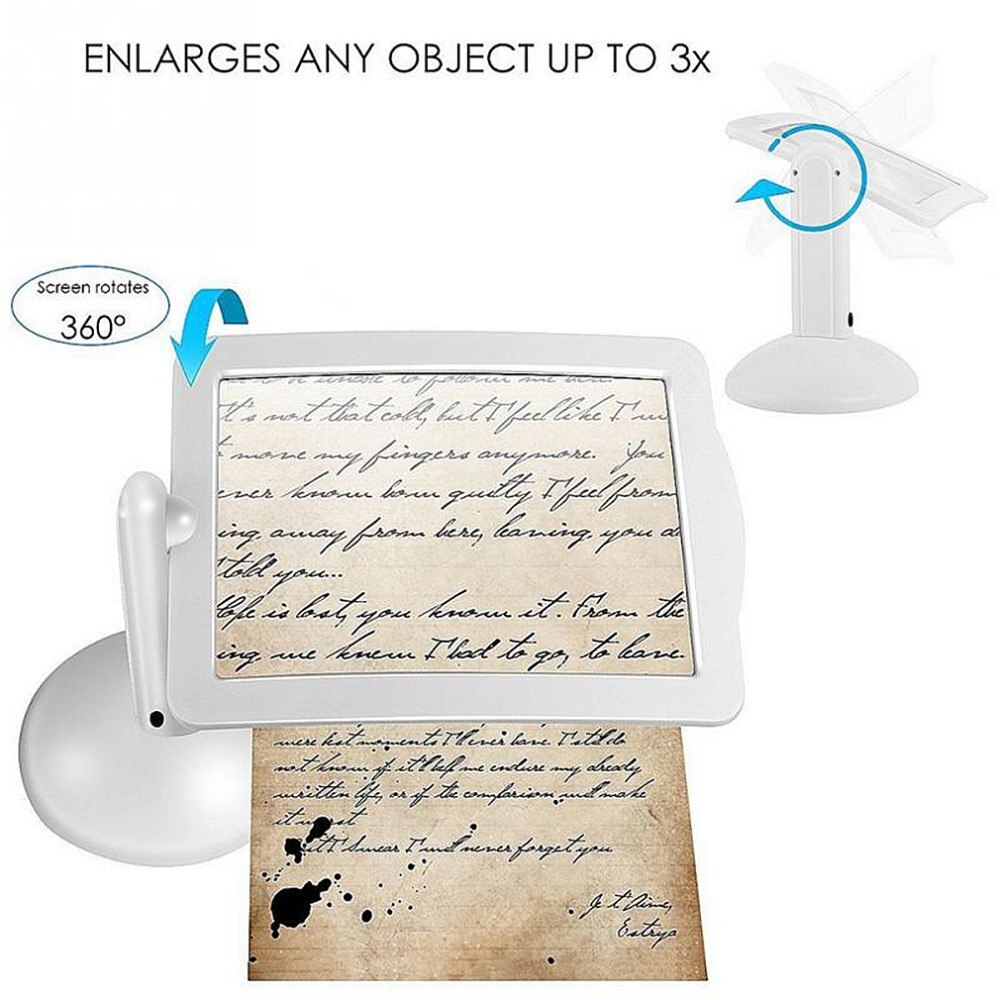 Eye Vergrootglas Bril Vergrootglas met Verlichting Rotatie Roterende Lezen Helderder Viewer Desktop Groot Scherm 2LED 3X