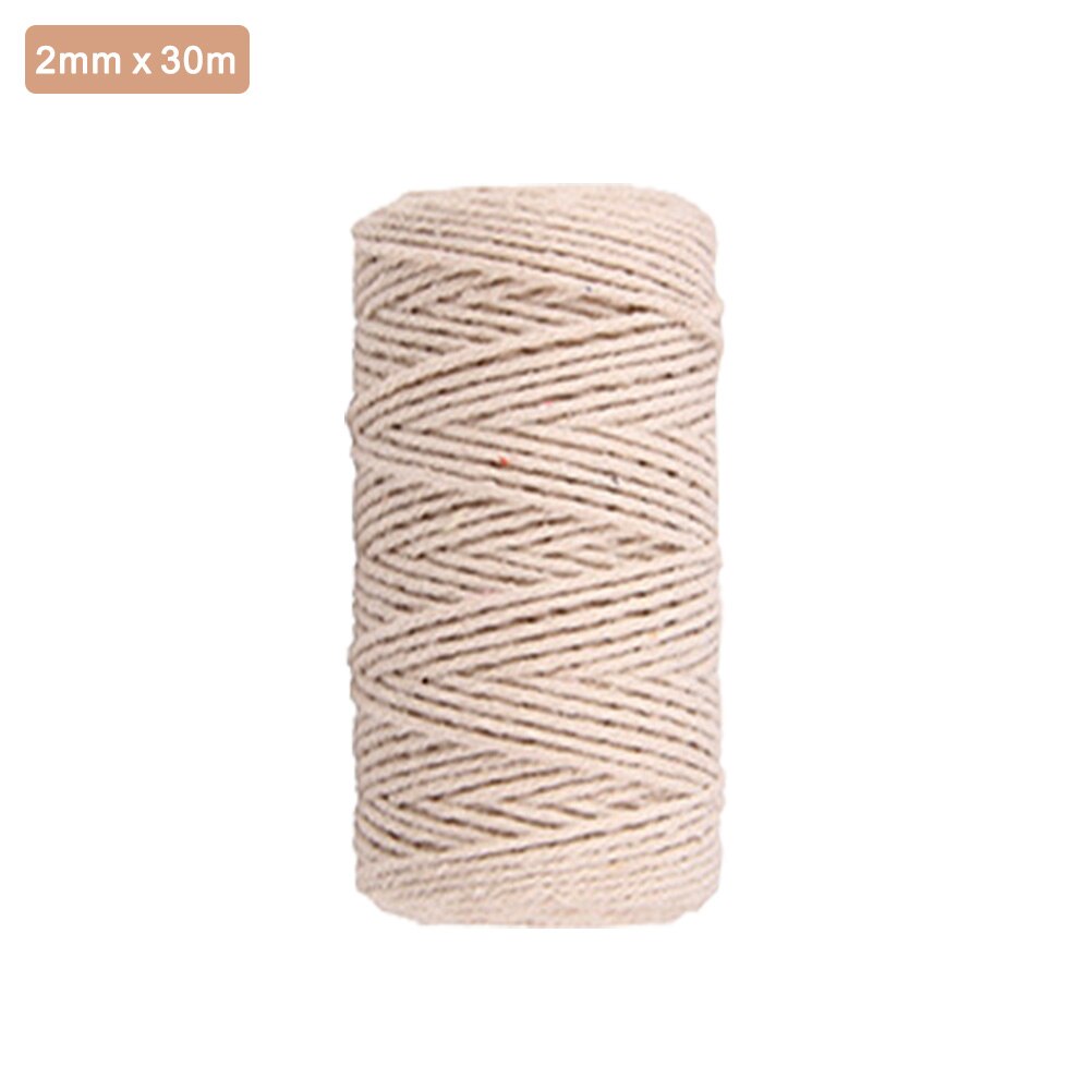 DIY Craft Tying Twisted Beige Crochet Macrame String Cotton Rope Home Textile Accessories Handmade Artisan Jewelry Making: 2mm 30m
