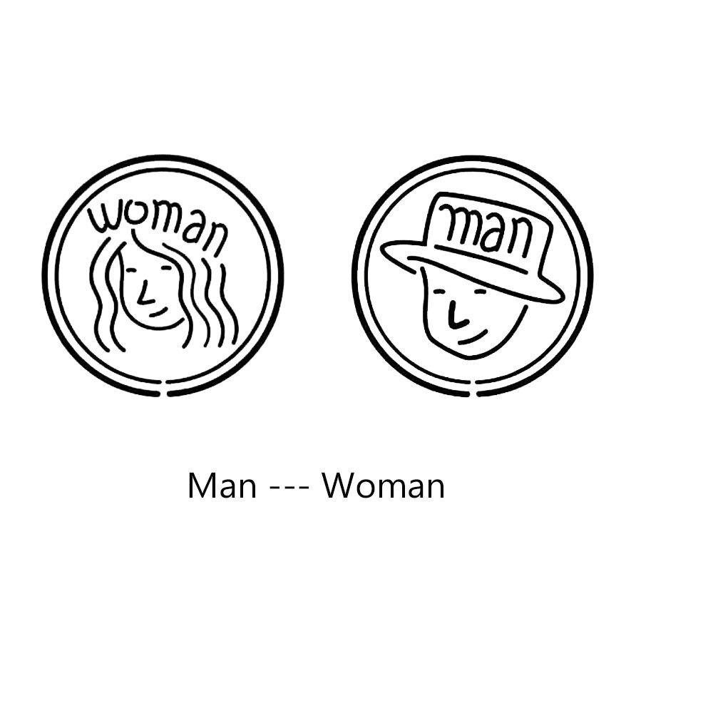 WC toaleta wejście znak naklejki na drzwi na miejsce publiczne dekoracja wnętrz kreatywny wzór naklejki ścienne Diy zabawna winylowa sztuka fresk: Woman Man / 42X42CM