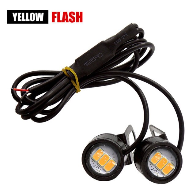 12V Motorcycle LED Eagle Eye Light DRL Daytime Running Light Reverse Parking Signal Yellow Sky Blue Red Eagle Eye Light LED: Yellow-Strobe