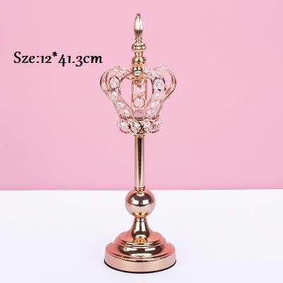 Candelero de corona europea, candelabro de hierro forjado, portavelas dorados, centros de mesa de boda, Decoración de mesa de Navidad para el hogar: L