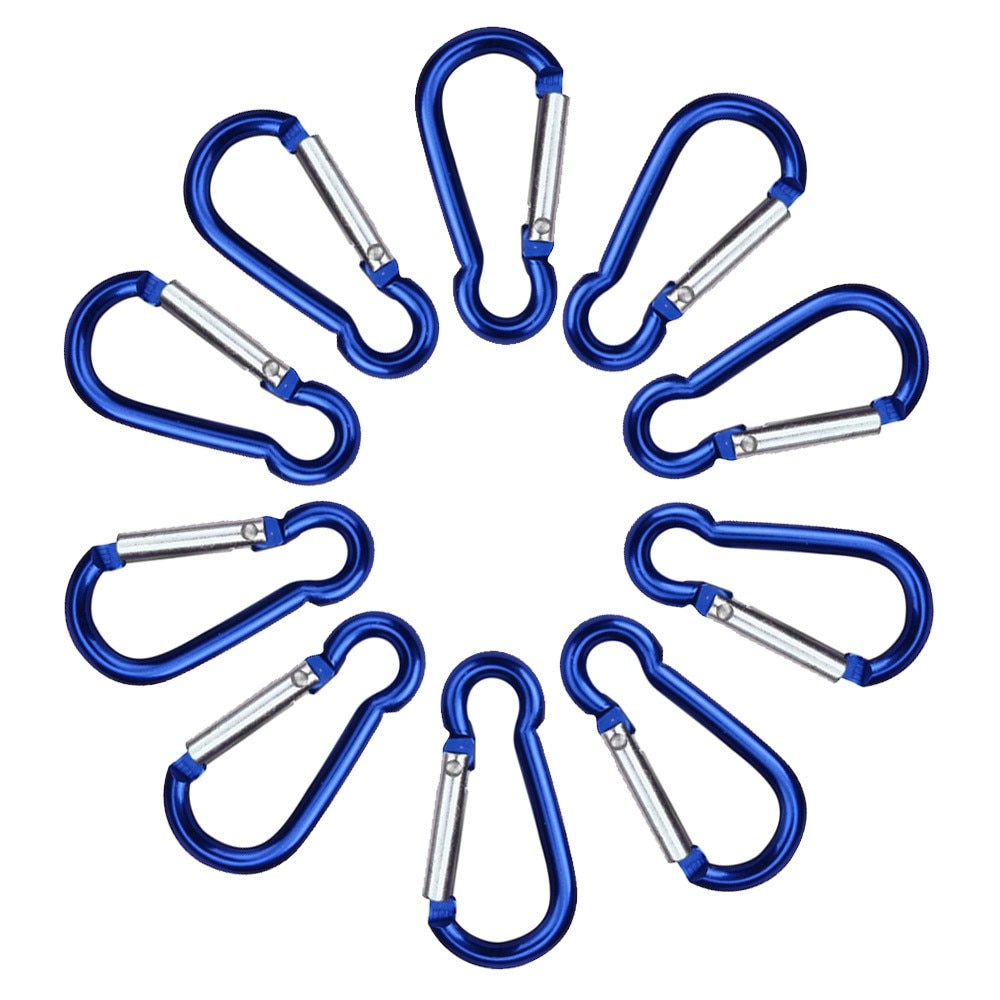 10pcs 6 Color Aluminum Alloy D Carabiner Spring Snap Clip Hooks Keychain Climbing Hiking Outdoor Activities se11