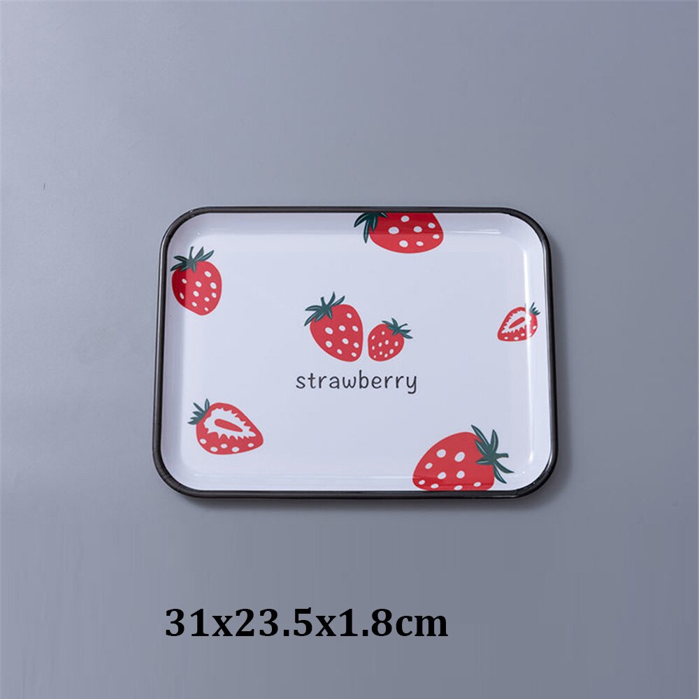 Thee Ontbijt Brood Snack Opslag Trays Plastic Dessert Dienblad Vierkante Accessoires Cosmetica Schotel: Straw31x23.5x1.8cm