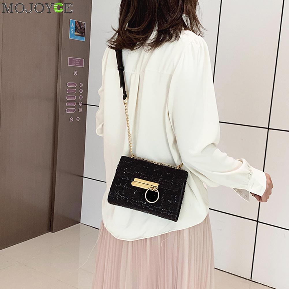 Retro wollen schoudertas voor dames, vierkante kleine crossbody-reistas