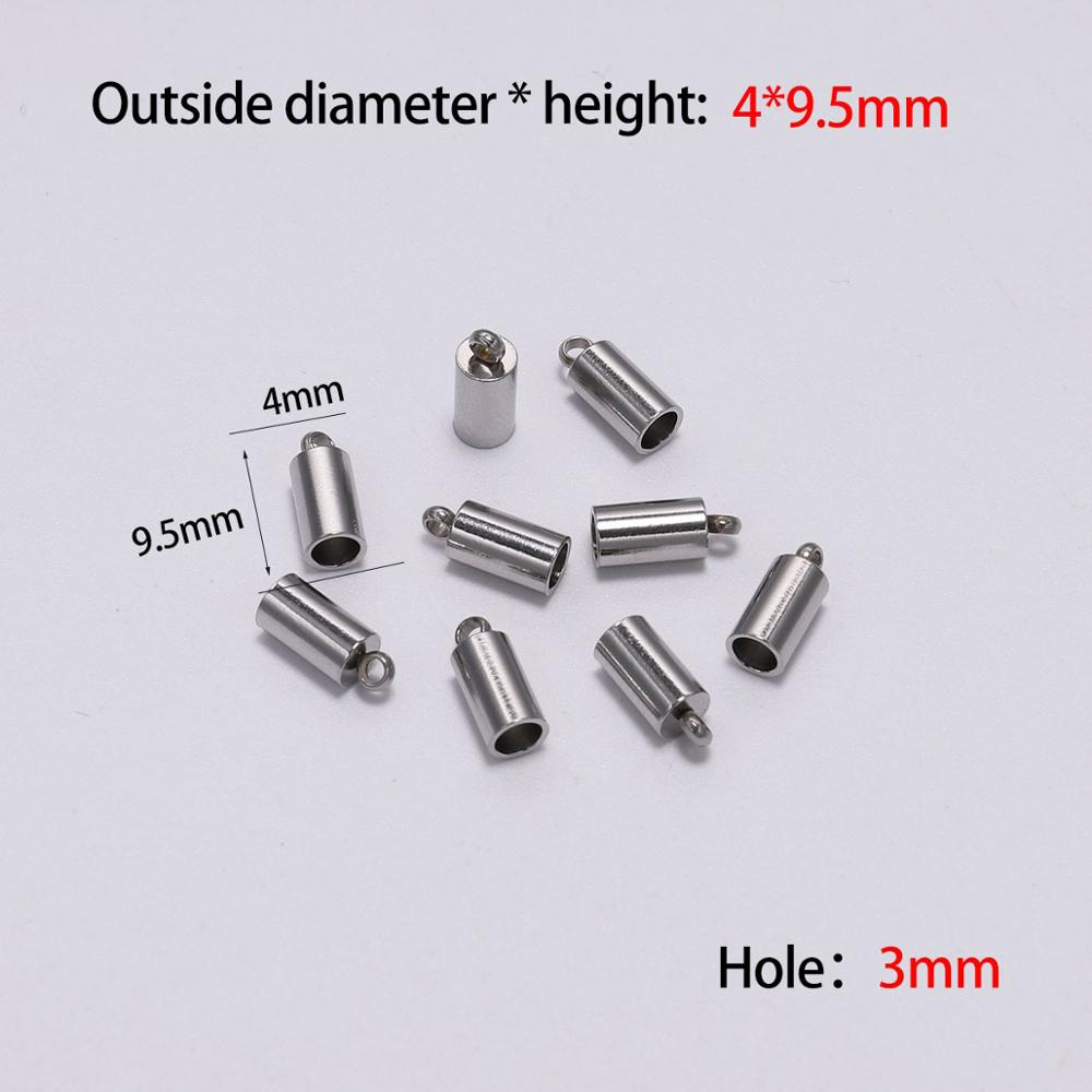 10 stk/parti rustfrit stål endehætte passer 2 3 4 5 6 7 8 10mm kvast lædersnor ende krympehætter til smykkefremstilling gør-det-selv-armbånd: 3mm