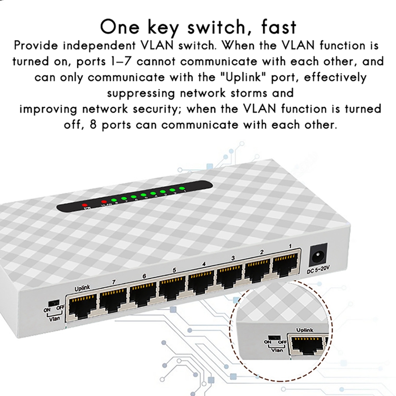 8 Ports Network Switch Network Switch Ethernet Smart Switch Network Monitoring Diversity Line Splitter EU Plug