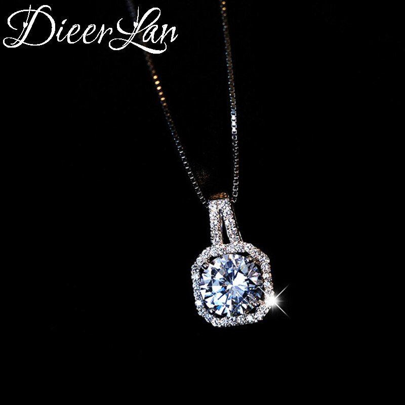 DIEERLAN Rhinestone Jewelry Sets 925 Sterling Silver Cubic Zirconia Geometric Choker Necklaces for Women Wedding Bridal