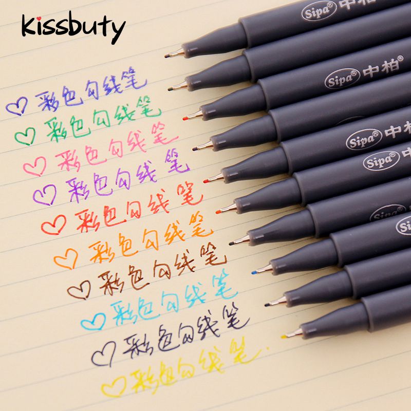 10 Pcs/Set Sipa Micron Color Pen Fine Line Drawing Pens 0.38mm Manga Cartoon Coloration Stationery School Art Supplies