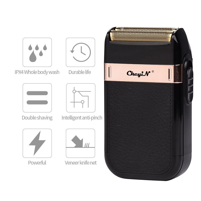 Afeitadora eléctrica recargable para hombre, máquina de afeitar recargable por USB con lámina, cuchilla alternante flotante de doble hoja para Barba, Trimmer42