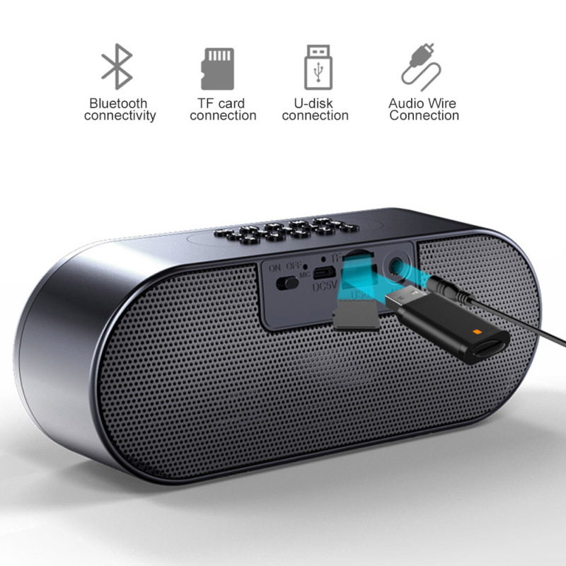 M6 Uil Bluetooth Speaker Draagbare Kolom Led Flash Draadloze Luidspreker Fm Radio Wekker Speaker Tf Aux Usb Music Center