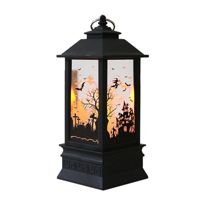 Halloween vintage kurpitsa linna valo lamppu led teevalo kynttilät halloween sisustusjuhliin riippuva lyhty kurpitsa lyhty: D