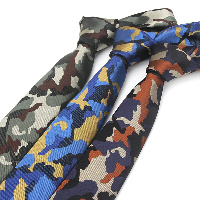 Herre slank slips camouflage mønster brand slips 6cm hals slips tynd slips til mænd bryllupsfest gravates slips