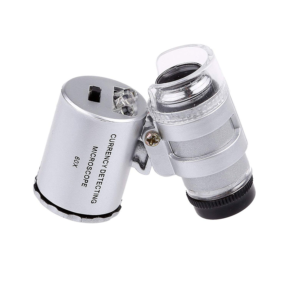 60X Mini Microscoop Juwelier Loep Lens Verlicht Vergrootglas Glas 3 LED Met UV Licht Lens Loupe