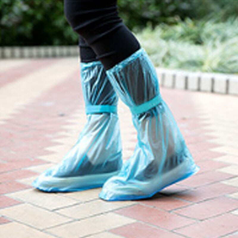 Regntilbehør slip husholdningsartikler bærbare regnskoovertræk regnstøvler vandtætte vandtætte høj støvle: Blå l