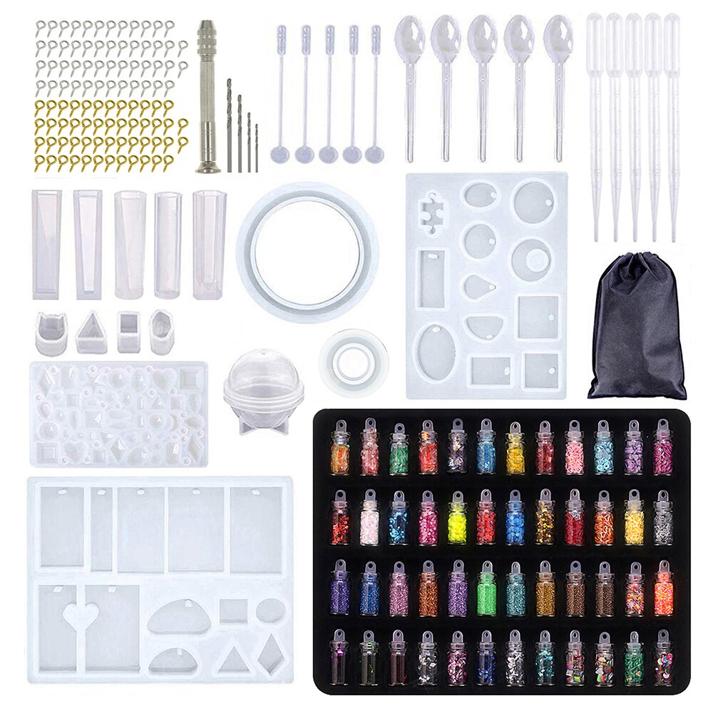 184 pezzi di Stampo In Silicone Della Miscela Bastone Contagocce Catenaccio Gioielli FAI DA TE Che Fanno Gli Accessori Strumenti di Stampi Geometrica Resina Epossidica Combinat: C015