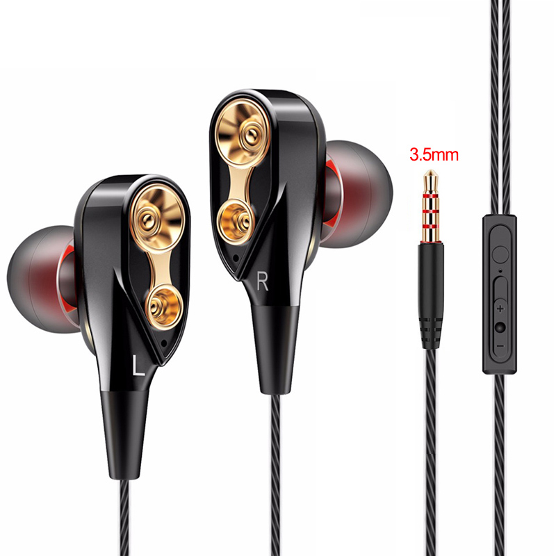 Dual Drive Stereo Bekabelde Oortelefoon In-Ear Headset Oordopjes Bas Oordopjes Voor iPhone 3.5mm Sport Gaming Headset Met Microfoon: Double horn