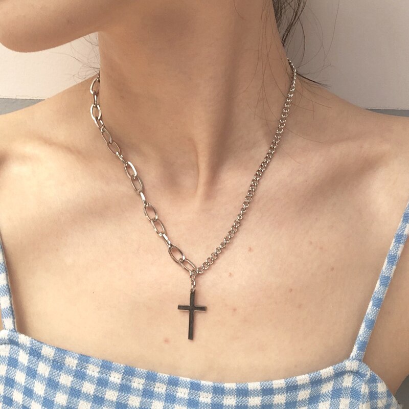 Punk Cool Street Style Necklaces Vintage Gothic Cross Pendant Necklace for Men and Women Hip-pop Neck Chain Jewelry: E