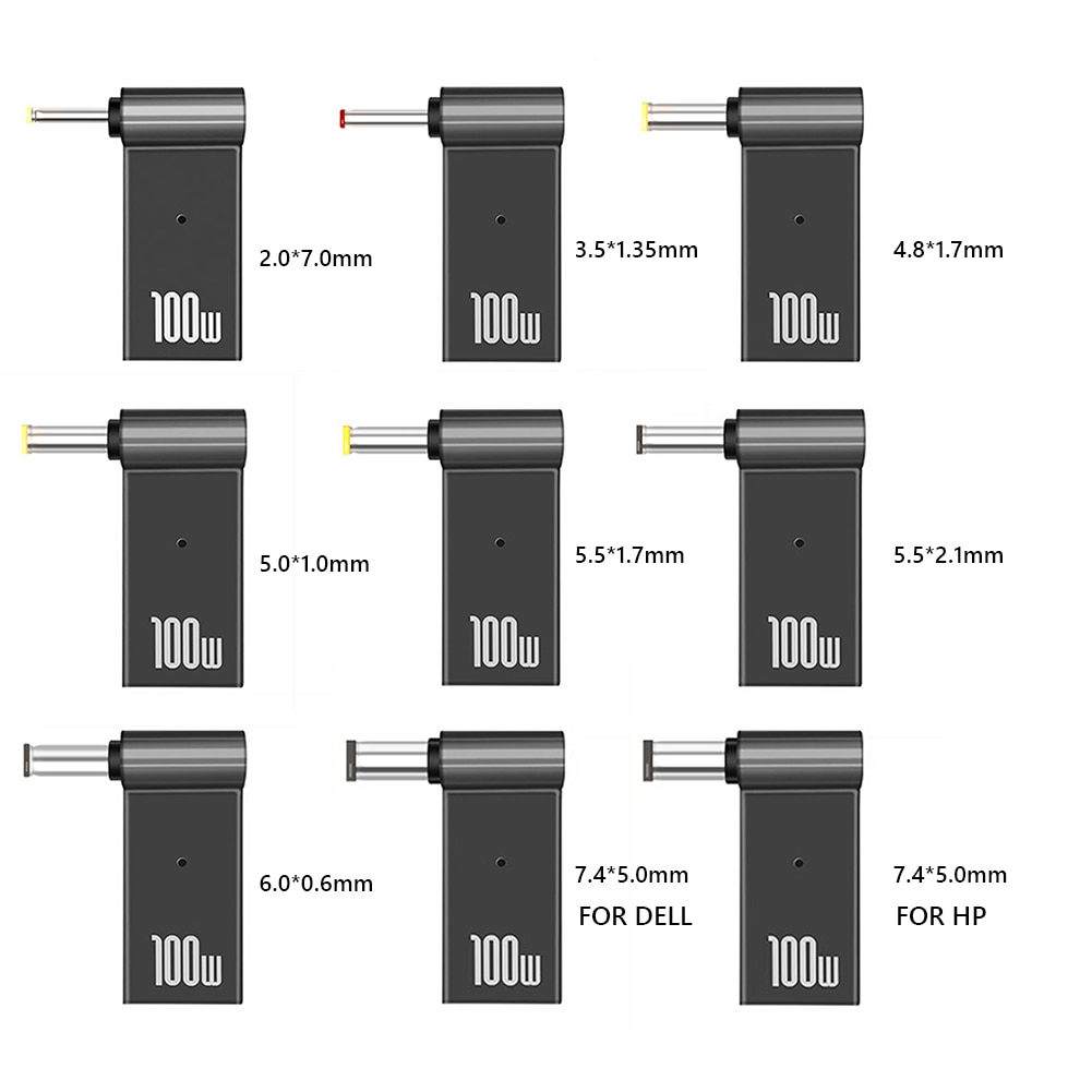 PD 100W szybka wtyczka ładowania rodzaj USB C żeńskie gniazdo gniazdo do 4.5x3.0 4.0x1.7 5.5x2.1 5.5x2.5 7.4x5.0 4.0x1.35 mężczyzna konwerter wtyczki