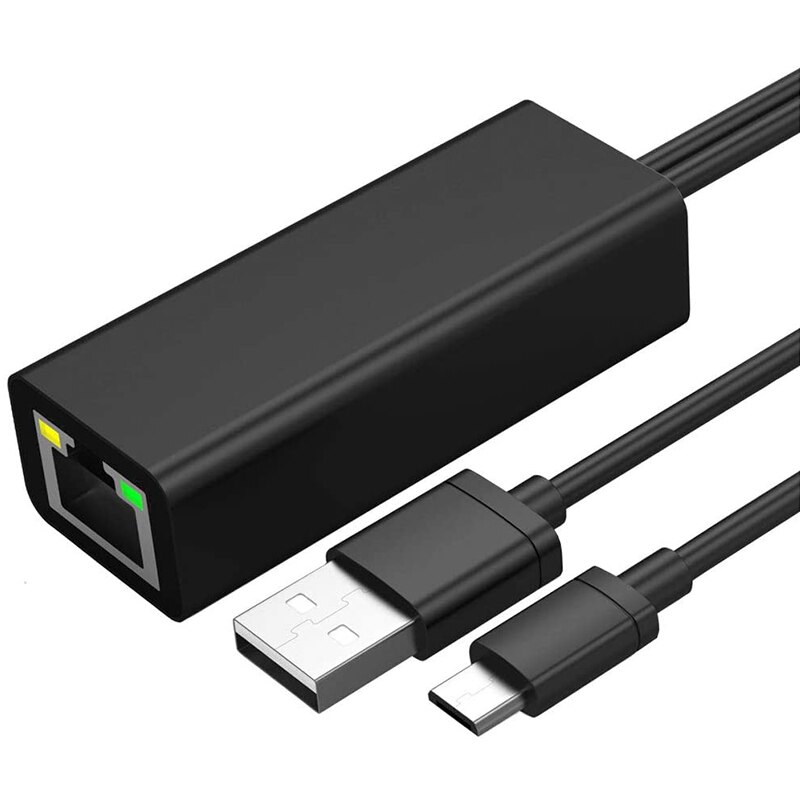 Adaptador Ethernet Para Fire Stick y Chromecast,Chromecast Ultra 4K, micro-usb a LAN Rj45 con Cable de alimentación 3.3Ft: Default Title