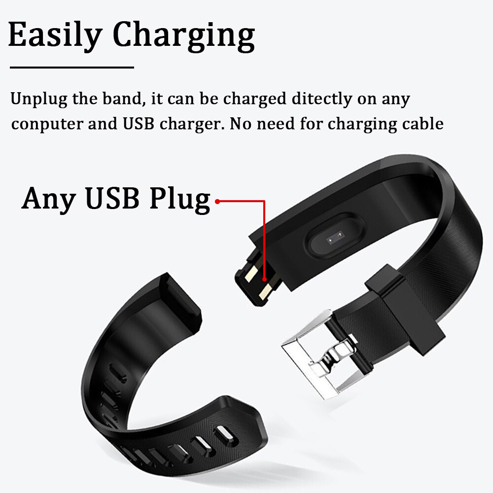 Smart Bracelet 115 Plus Blood Pressure Fitness Tracker Smart Watches Men Heart Rate Monitor Waterproof Smart Wristband Tracker