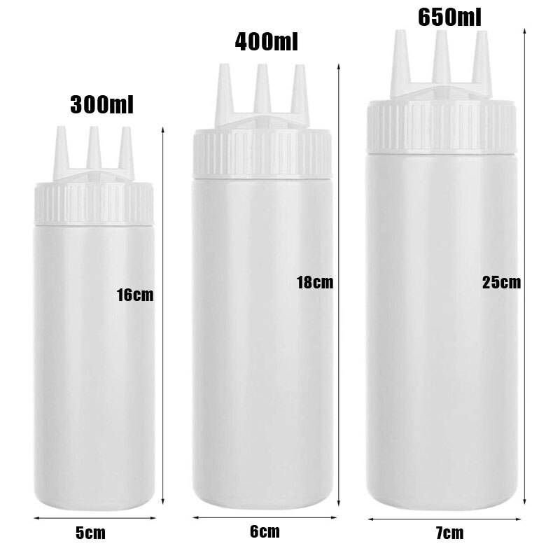3 Holes 800ML Twist Cap Squeeze Bottle Food Grade Plastic Ketchup Mustard Mayo Sauces Olive Oil Bottles Kitchen Gadgets