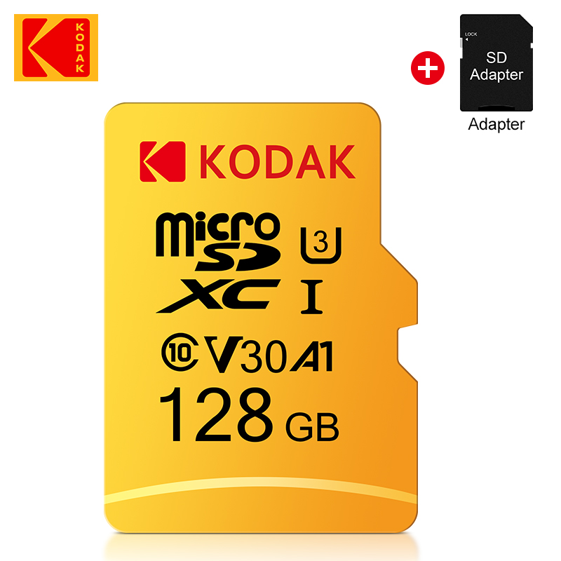 Kodak-Tarjeta de memoria Flash Micro SD, 128GB, 256GB, U3, A1, 32GB, 64GB, TF, 4K, Clase 10, U3, UHS-I, 16GB: 128GB-U3