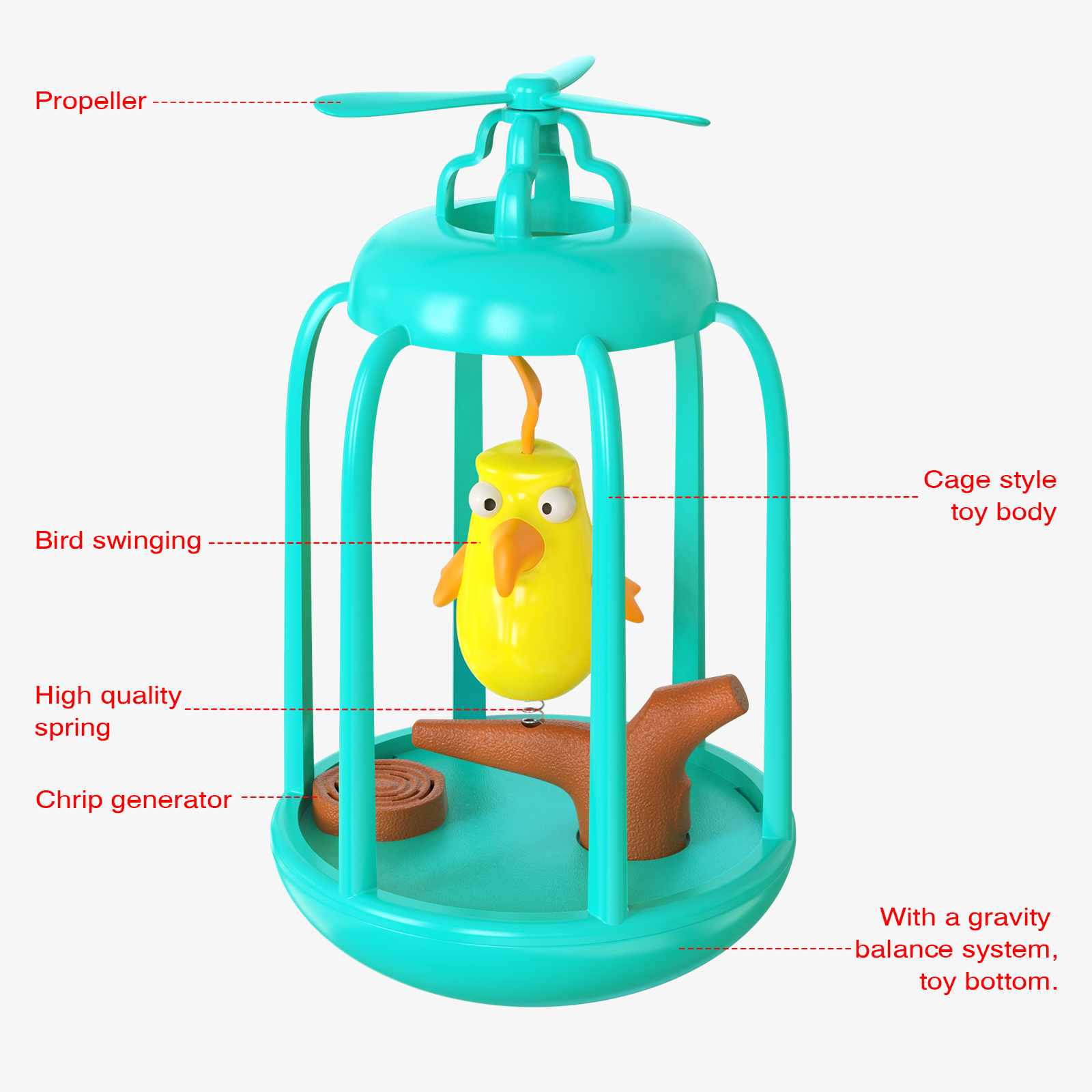 Cage à oiseaux couinants pour chat, jouet Original et amusant, gobelet pour chats et chatons, avec appels d&#39;oiseaux, balançoire Interactive, chasse, produits pour animaux de compagnie