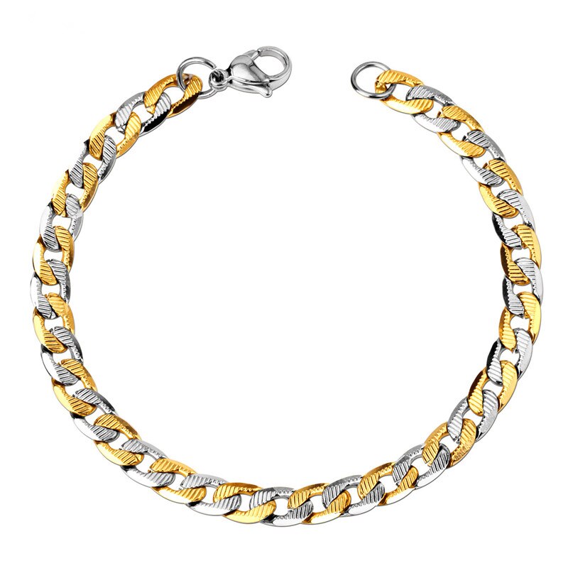 LUXUKISSKIDS Catene in Acciaio Inossidabile Braccialetti Dei Monili di Hiphop Lunghezza 22 centimetri di colore dell'oro aragosta Braccialetti per Le Donne Homme Femme Uomini: 4 misto