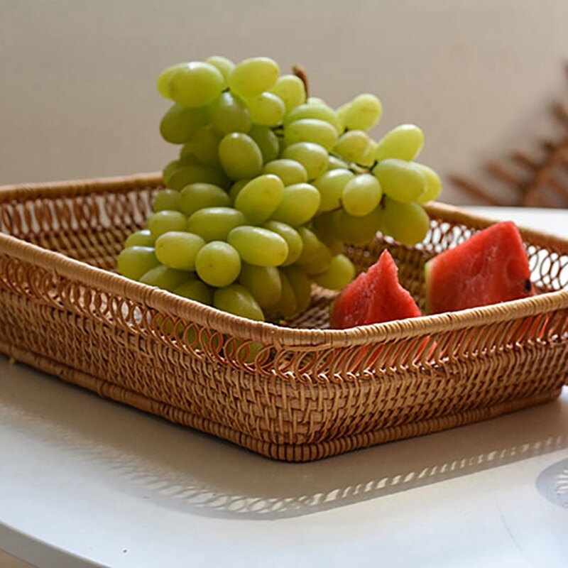 Gevlochten opbergmand rotan broodmand fruitmand serveermanden voor thuis keuken bureau snoep diversen organizer