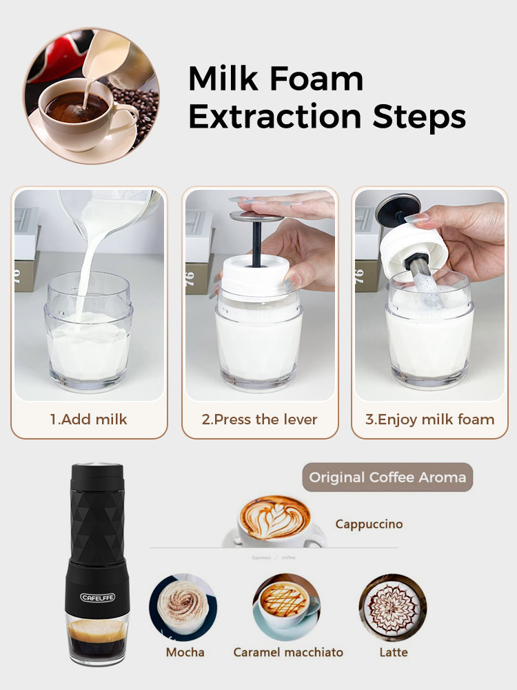 Cafelffe 3 in1 tragbare Kaffee maschine -/Kaltwasser manuelle Espresso maschine für Kapsel & Boden Handpresse Brauer Wandern Reisen