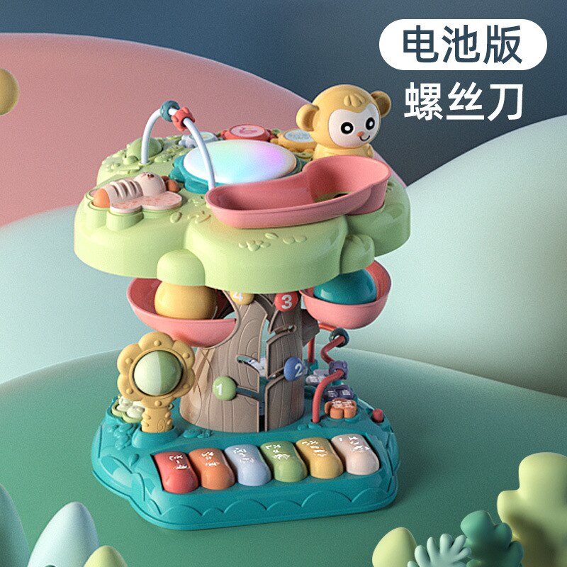 multifunctional wisdom tree early education machine sound and light patting drum gear bead learning machine educational toy: Default Title