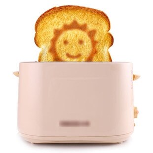 CUKYI huishoudelijke broodrooster mini toadyisms verwarmd smiley patroon stofkap brood machine: Geel