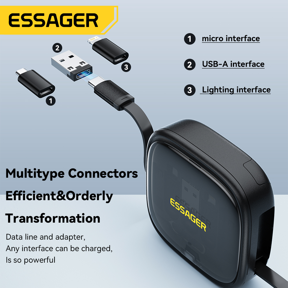 Essager usb c zu tpye c kabel pd 60w für xiaomi poco schnell lade daten reise multifunktion ales kabel mit halter aufbewahrung sbox