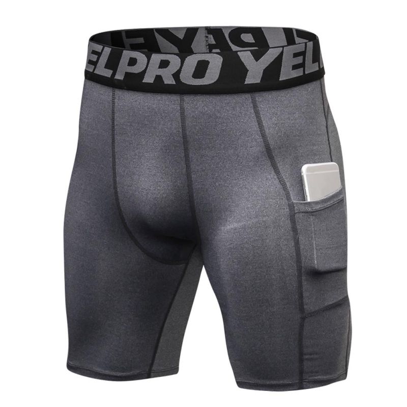 Treningsshorts for menn med lommer sport løpetrening fukttransporterende hurtigtørkende elastiske stramme shorts: M / H