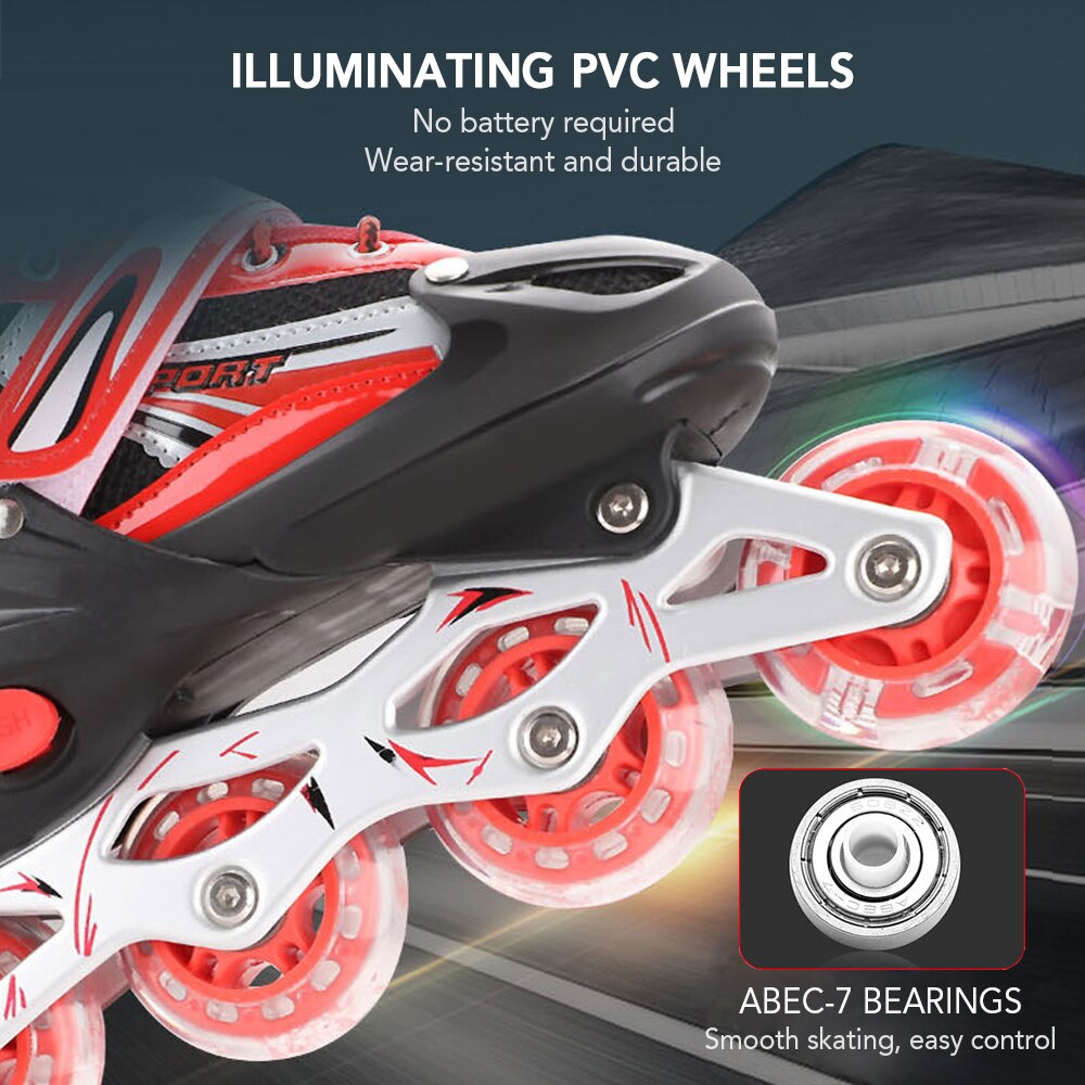 Boys Girl Women Adult Flat Roller skates Skating Shoes Sliding Inline Sneakers 4 wheels 1 Row Line Outdoor Training Gym Sports