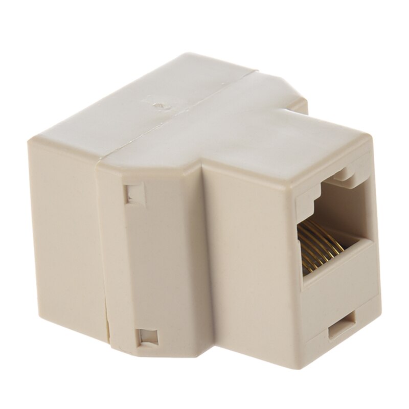 2 Pcs 3 Way RJ45 LAN Network Ethernet Splitter Connector khaki