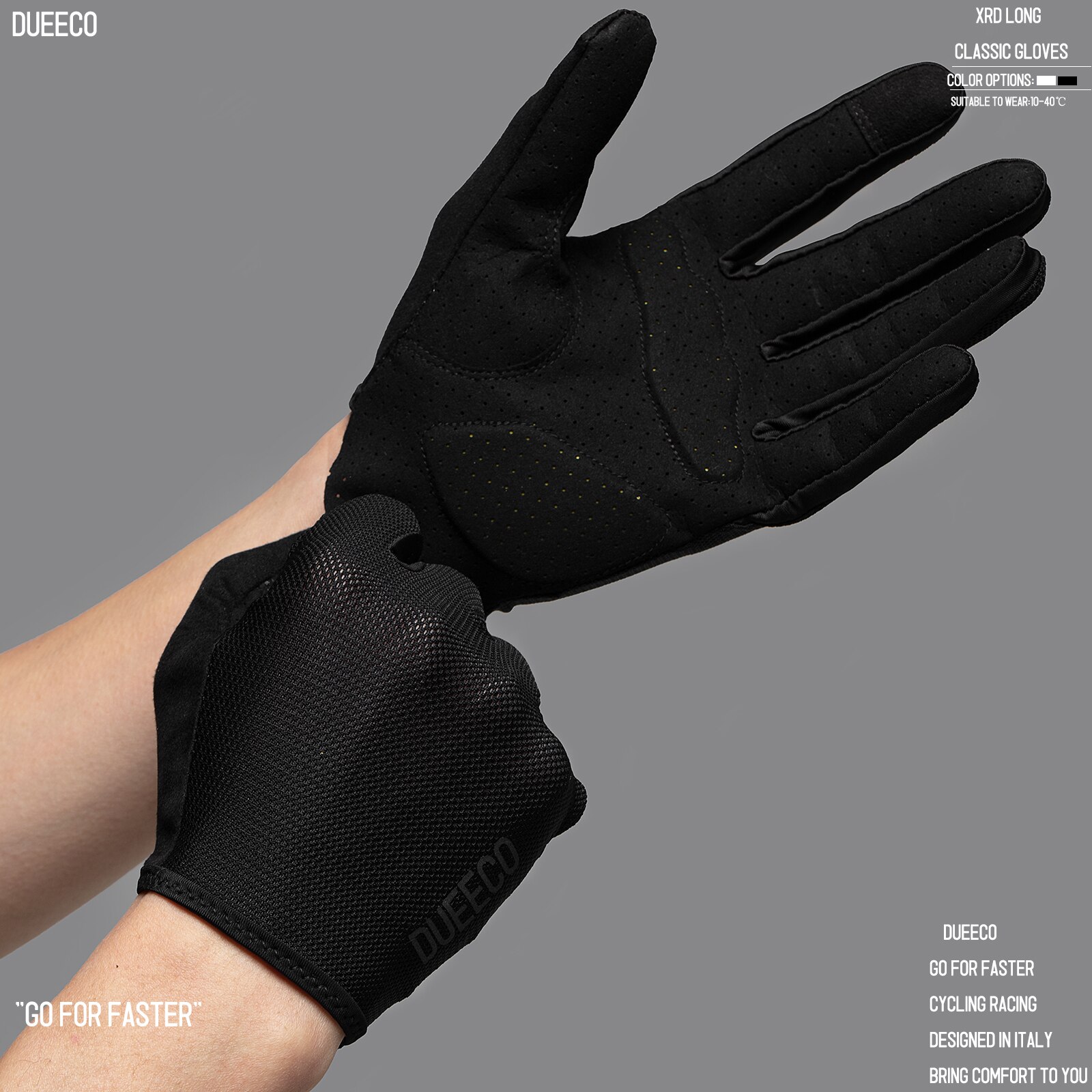 Luvas de ciclismo dueeco, luvas de bicicleta, luvas de bicicleta-dedo completo mtb mx luvas xrd almofada de absorção de choque design de tela de toque antiderrapante: Black / XL