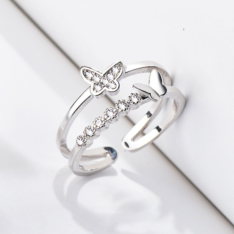 Nuovo 100% Reale Argento Colori di Grandi Dimensioni Farfalla Anelli per Le Donne Grandi Anelli di Barretta per I Gioielli unisex Uomini