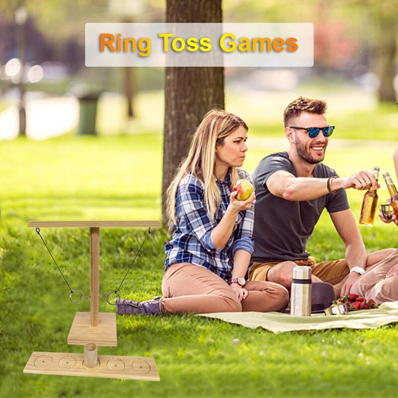 Ring Toss Bimini Game 2 Player Wooden Ring Toss Hooks Game Tabletop Craggy Bar Games Adults Drinking Games Toys