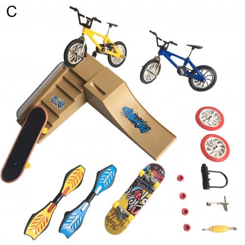 Kids Mini Toets Fiets Scooter Skateboard Vitaliteit Board Vinger Speelgoed Set: C