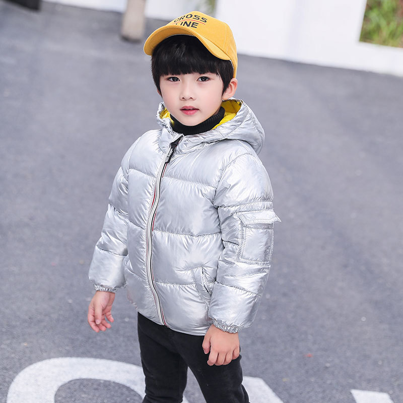 Children's cotton bright cloth thick warm children's clothing: Silver / 24M