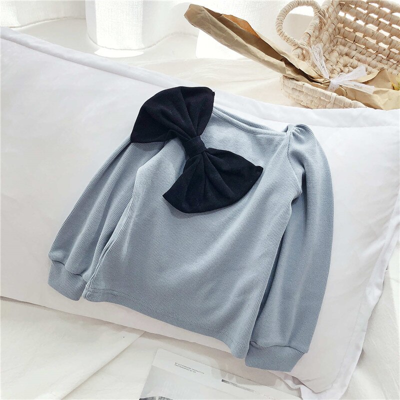 Gooporson herfst kinderkleding grote strik top met lange mouwen koreaanse meisjes sweatshirt schattige kinderkostuums sweatshirts: S31075-4 / 7t